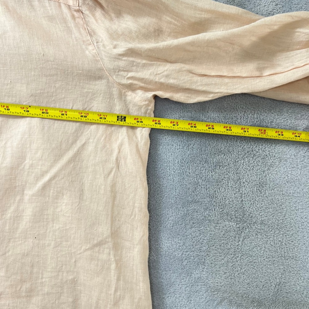 J Jill Linen Tab Sleeve A-Line Shirt Womens Large L Peach Pink Button Down Tunic - Picture 7 of 10
